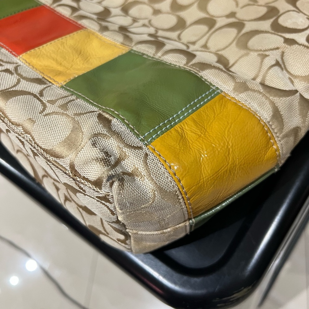 Coach Multicolor Patchwork Stripe Tote - Picture 12 of 14
